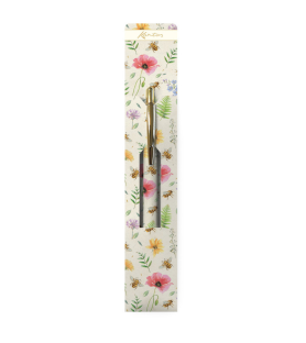 Penna a scatto nera Api e fiori con astuccio