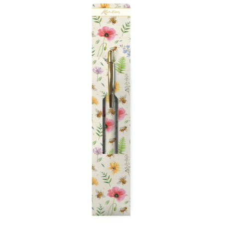 Penna a scatto nera Api e fiori con astuccio