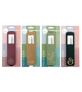 Portapenne con elastico in pelle vegana. Colori assortiti secondo disponibiltà