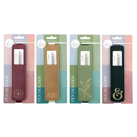 Portapenne con elastico in pelle vegana. Colori assortiti secondo disponibiltà
