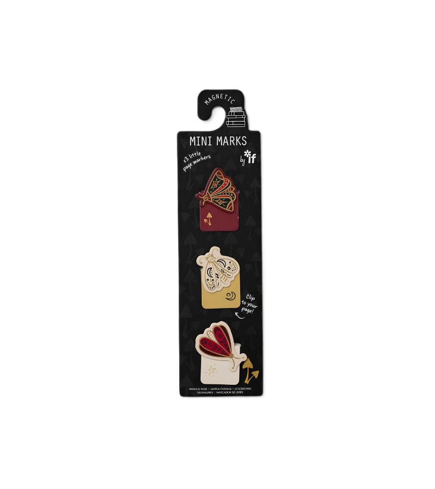 3 segnapagine a clip  magnetici– Falene Dorate- Bookaroo