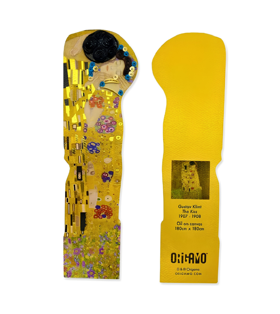 Segnalibro pop-up realizzato con la tecnica del quilling. iL BACIO, KILIMT