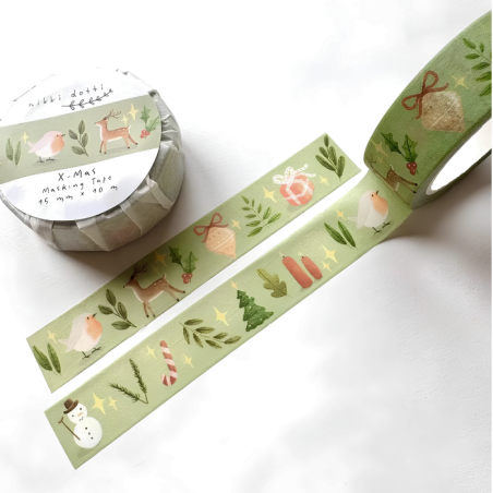 Nastro washi « Natale ». Dim. 10 metri per 1.5 cm