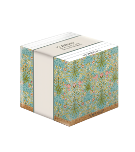 William Morris- Cubo memo  700 foglio, con base in sughero                                     William Morris. 9x9x10cm