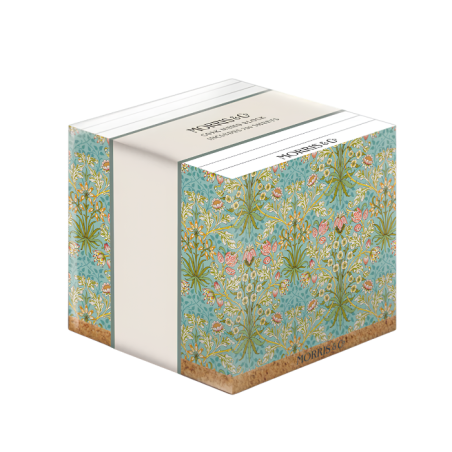 William Morris- Cubo memo  700 foglio, con base in sughero                                     William Morris. 9x9x10cm