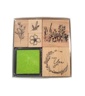 Set Timbri Floreali in Legno con Inchiostro – Natura su Carta