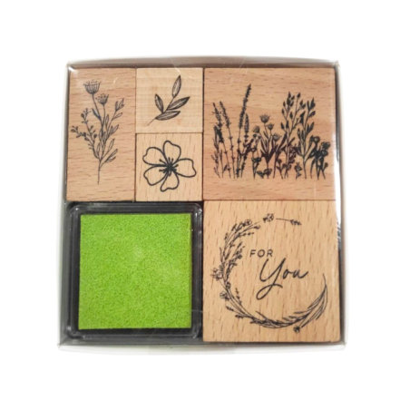 Set Timbri Floreali in Legno con Inchiostro – Natura su Carta