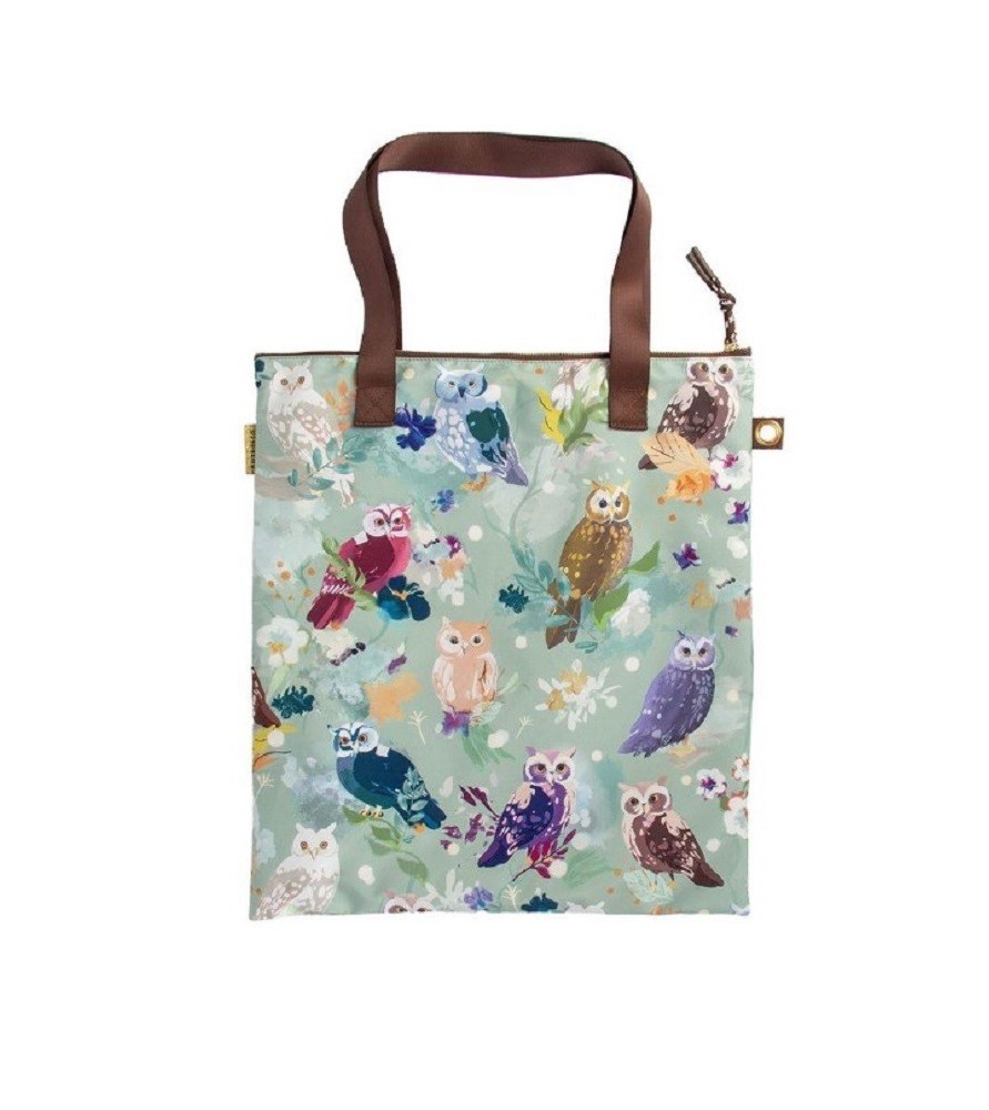 Borsa Tote con Gufi Artebene | Shopper con Cerniera Elegante|Muse di carta