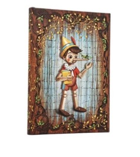 Paperblanks. Taccuino copertina rigida con elastico, interno neutro. cm 12x17. Pinocchio