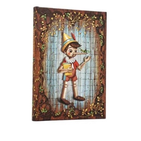 Paperblanks. Taccuino copertina rigida con elastico, interno neutro. cm 12x17. Pinocchio