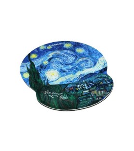 Tappettino mouse con cuscino da polso - V. van Gogh, Notte stellata