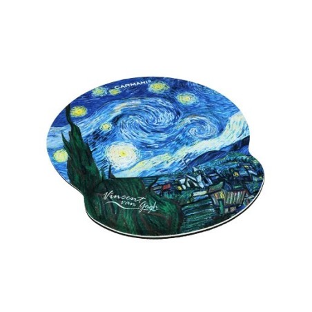 Tappettino mouse con cuscino da polso - V. van Gogh, Notte stellata