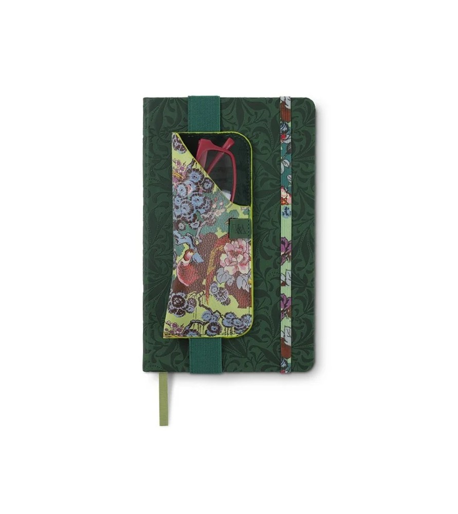 Portaocchiali con Elastico  fiori verde, per notebook. Linea Sundour