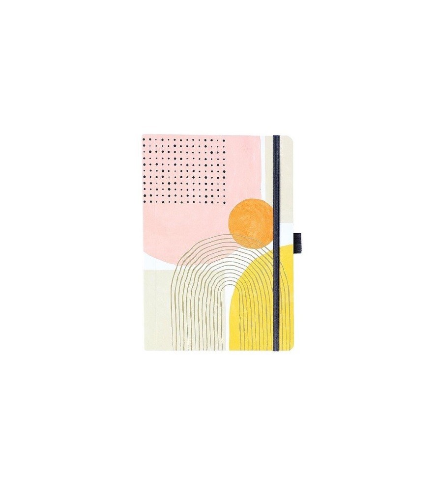 Taccuino con elastico e portapenna. 15x21 cm.Puntinato. Linea geometrica. Arte&bene.