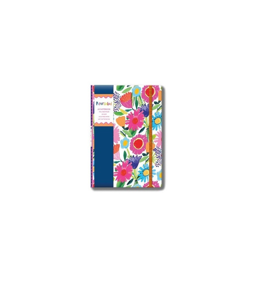 Taccuino con elastico  A5 Righe Paper Salad. Fiore fluo