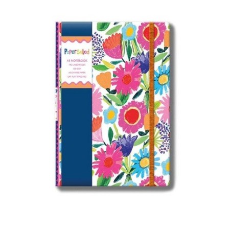 Taccuino con elastico  A5 Righe Paper Salad. Fiore fluo