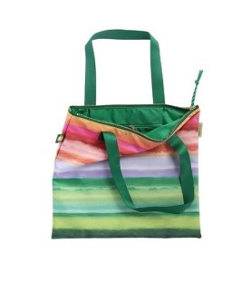 Borsa con cerniera e tasca interna,strisce multicolor . 40 X X35 cm. Arte&bene
