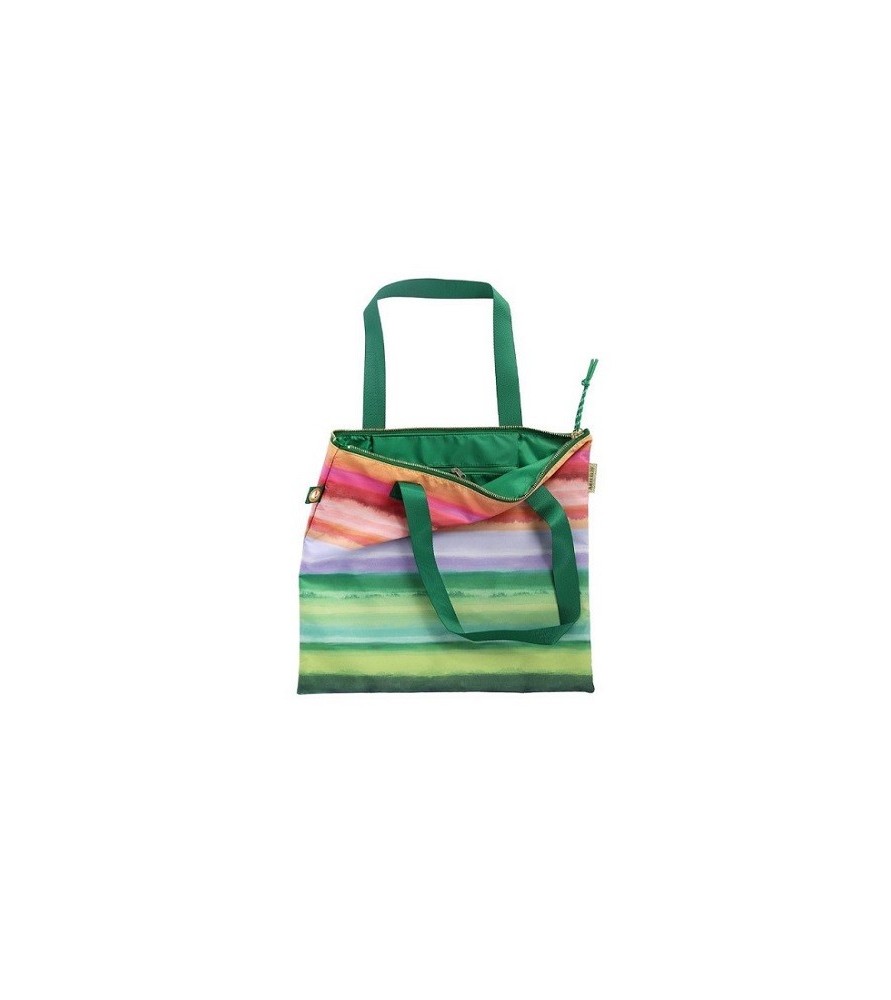 Borsa con cerniera e tasca interna,strisce multicolor . 40 X X35 cm. Arte&bene