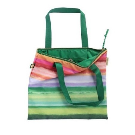 Borsa con cerniera e tasca interna,strisce multicolor . 40 X X35 cm. Arte&bene