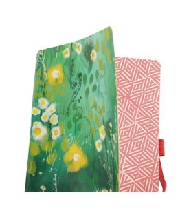 Taccuino con elastico e portapenna. 15x21 cm.Puntinato. Linea Prato di fiori. Arte&bene.