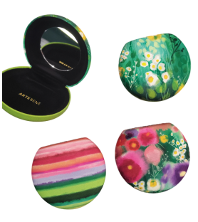 Mini astuccio bombato con specchio interno 8x7 cm. Arte&bene. 3 soggetti a scelta