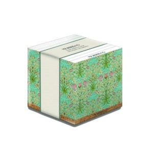Cubo memo prendiappunti 700 foglio, con base in sughero  William Morris. 9x9x10cm