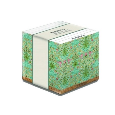 Cubo memo prendiappunti 700 foglio, con base in sughero  William Morris. 9x9x10cm