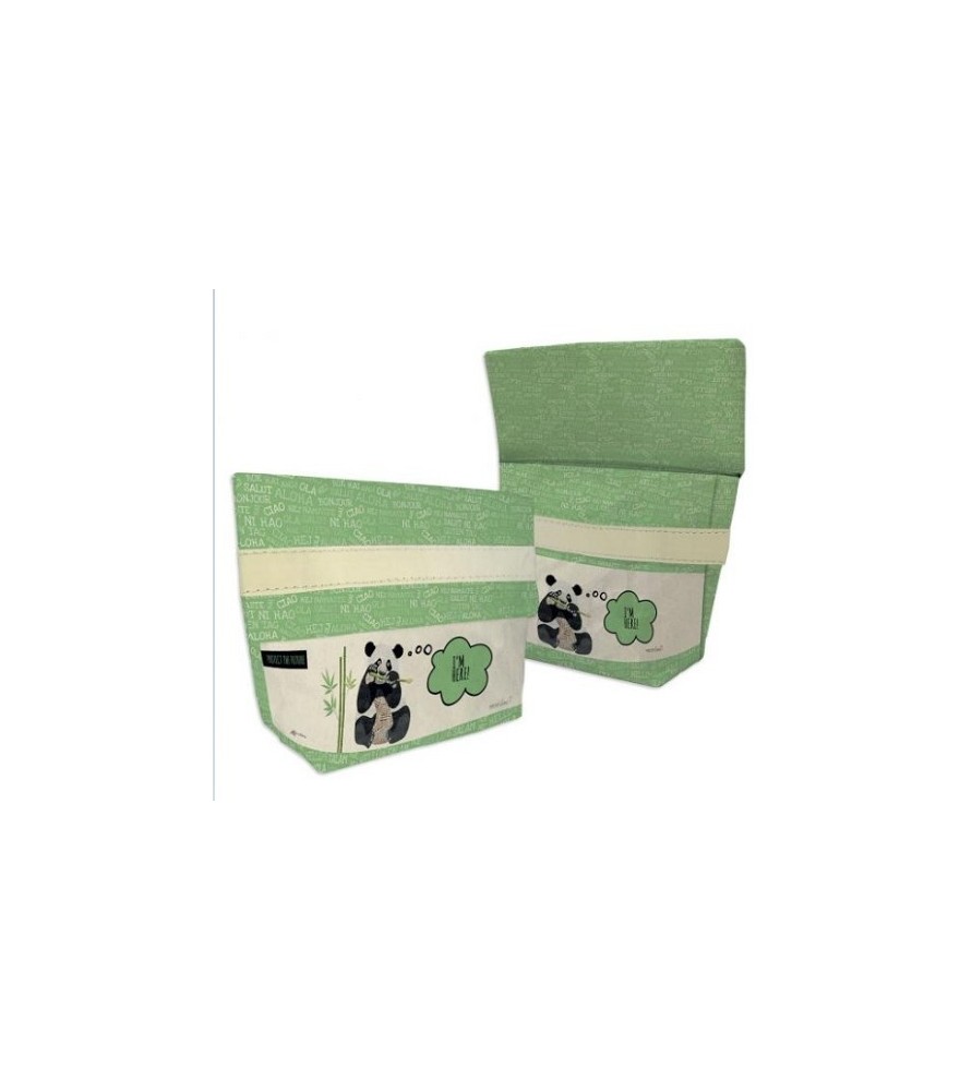 Panda Pochette 22x15+7cm. Carta lavabile 100g/m²