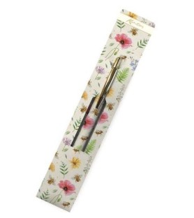 Penna a scatto nera Api e fiori con astuccio