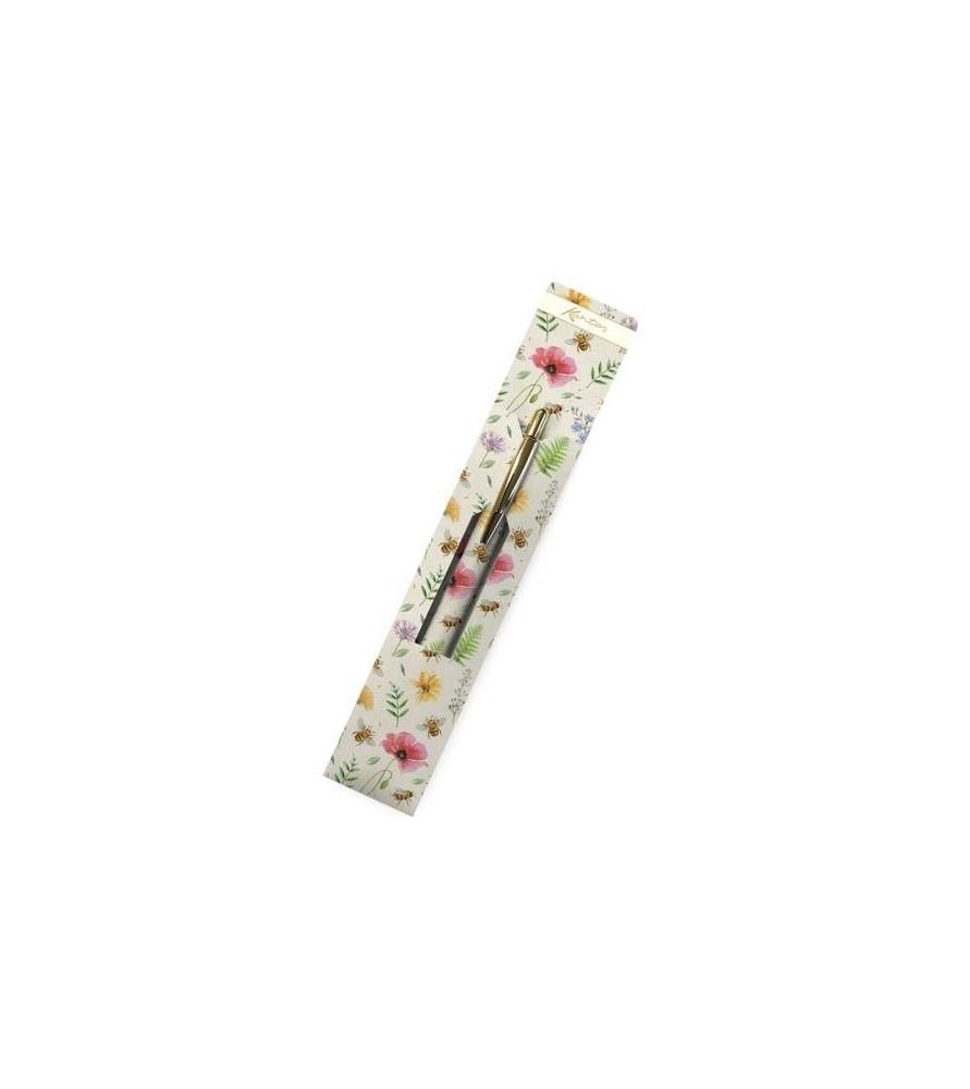 Penna a scatto nera Api e fiori con astuccio