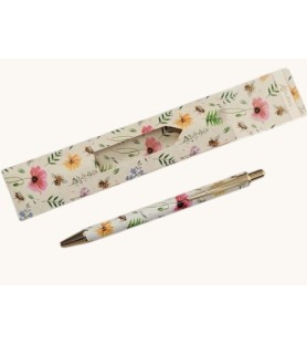 Penna a scatto nera Api e fiori con astuccio