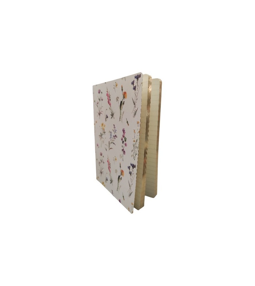 Quaderno 15x21 CM.192 Pagine a righe con labbratura in oro. WILD flowers