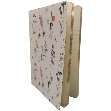 Quaderno 15x21 CM.192 Pagine a righe con labbratura in oro. WILD flowers