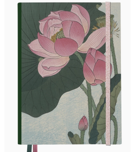 Quaderno Taccuino in raso/cotone con fiori di loto in fiore (Ohara Koson, Rijksmuseum)