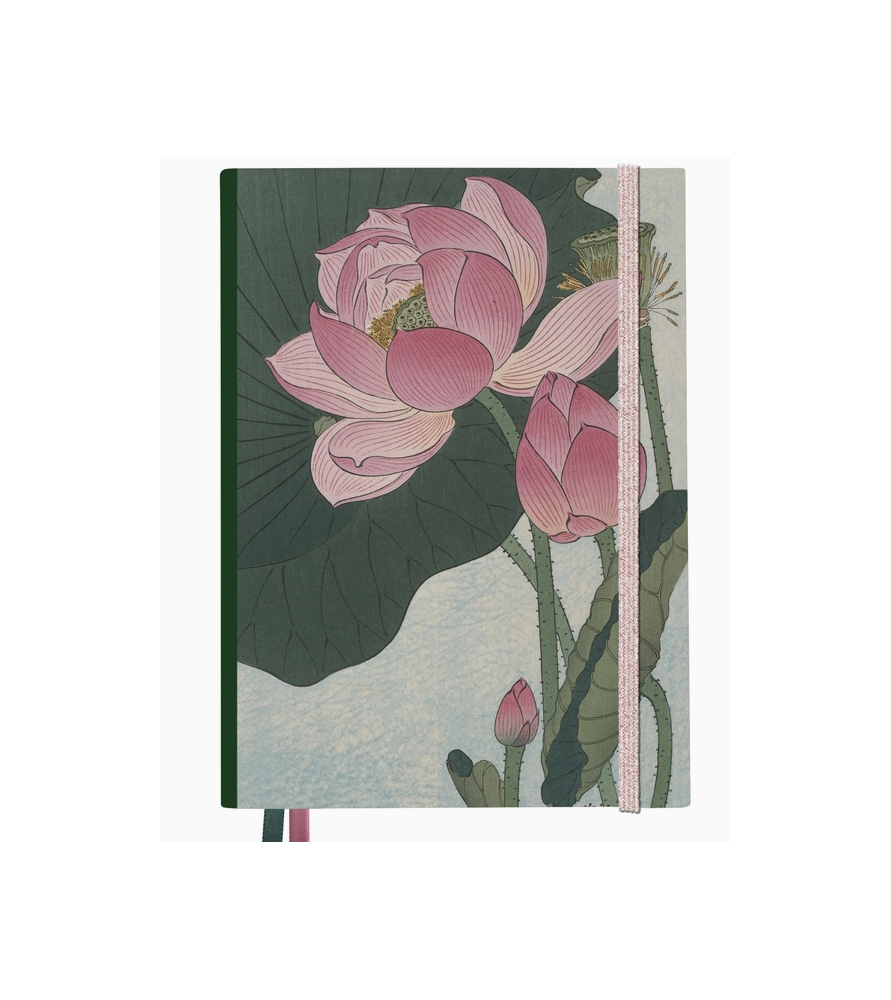 Quaderno Taccuino in raso/cotone con fiori di loto in fiore (Ohara Koson, Rijksmuseum)