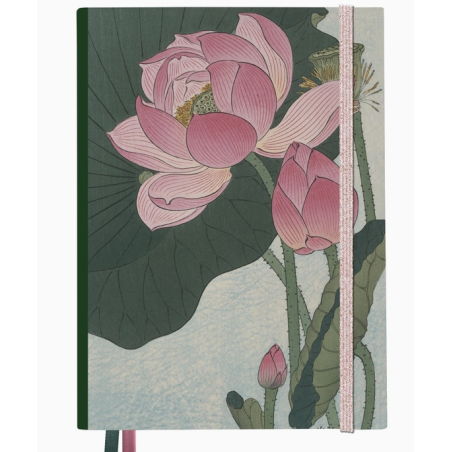Quaderno Taccuino in raso/cotone con fiori di loto in fiore (Ohara Koson, Rijksmuseum)