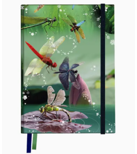 Taccuino soft touch - Dragonfly. 13,5 x 18,5 x 1,5 cm. Pagine bianche.