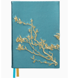 Quaderno ricamato - Fiore di mandorla. 13,5 x 18,5 x 1,5 cm
