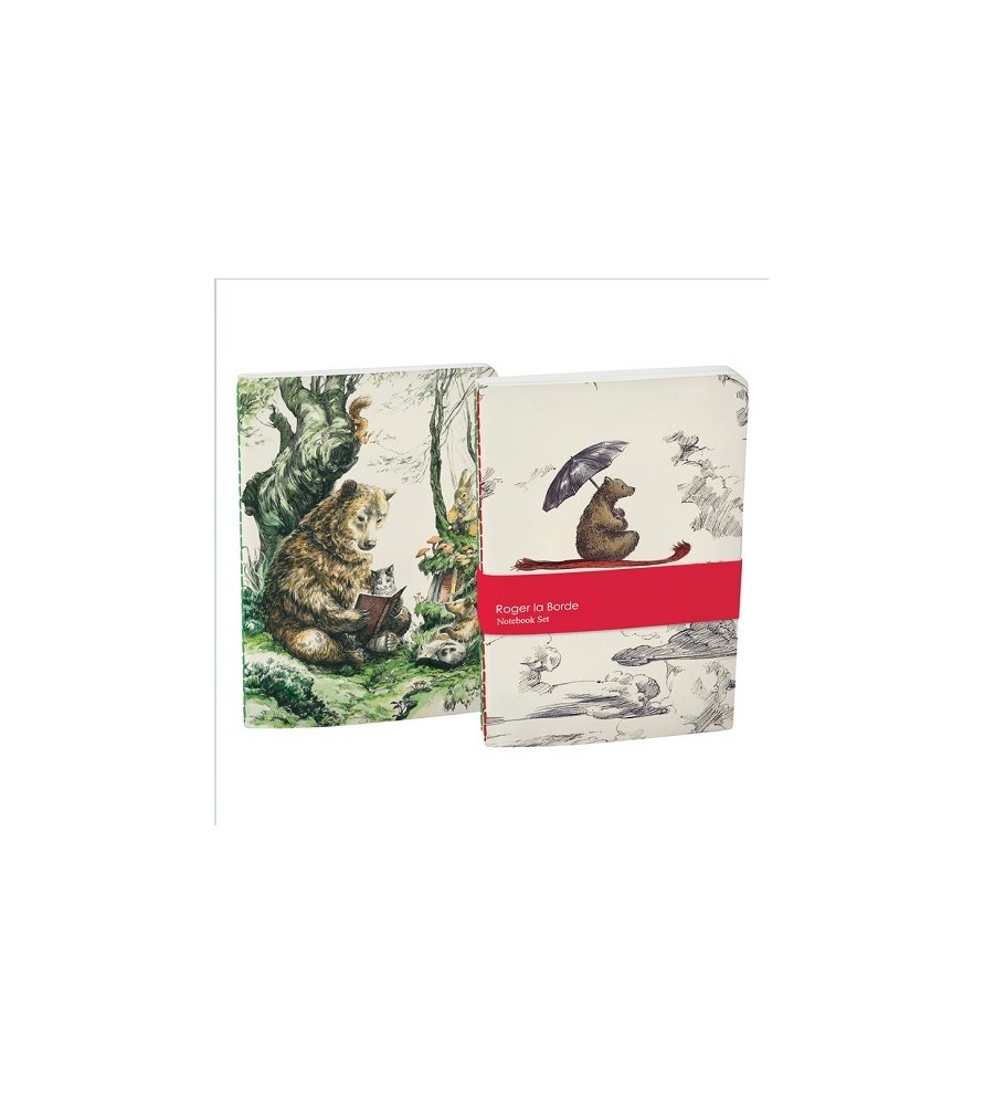 Set di 2 quaderni Flying Bear A5 copertina morbida. A righe. Roger la Borde