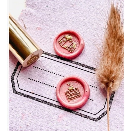 Timbro in ottone per ceralacca - 2 lati - "At home"