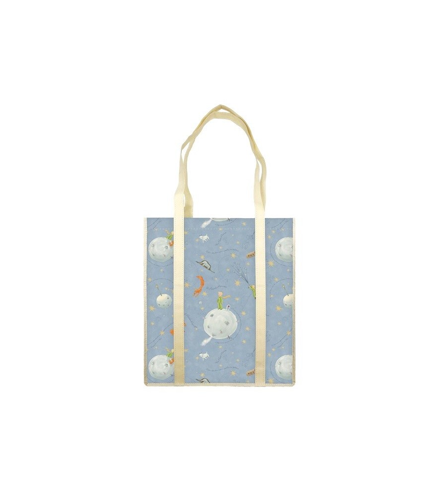 Shopper con manici e soffietto - fantasia Il Piccolo Principe - 35 x 40 x 8 cm - carta lavabile 100 gr -