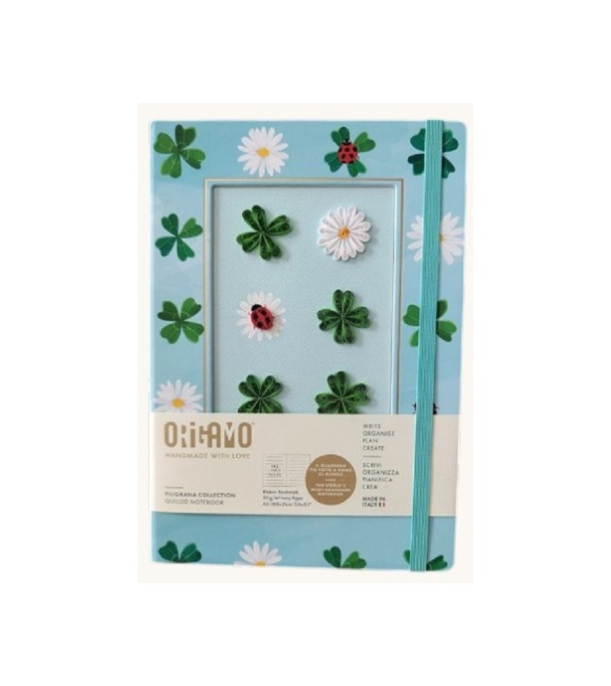 Taccuino in Filigrana di Carta – Quadrifoglio e coccinella- Origamo