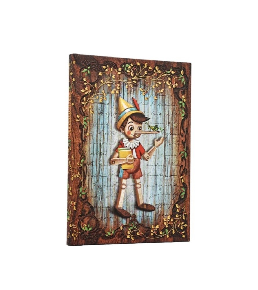 Paperblanks. Taccuino copertina rigida con elastico, interno neutro. cm 12x17. Pinocchio