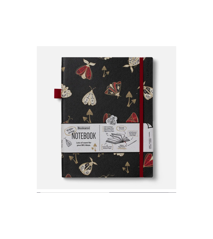 Taccuino 19 x 25 cm a righe – Falene Dorate- Bookaroo. Copertina soft