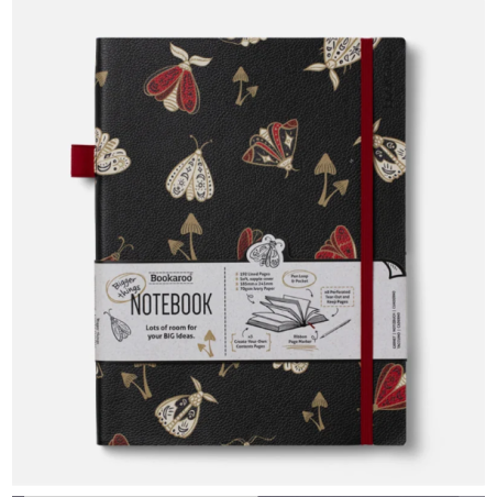 Taccuino 19 x 25 cm a righe – Falene Dorate- Bookaroo. Copertina soft