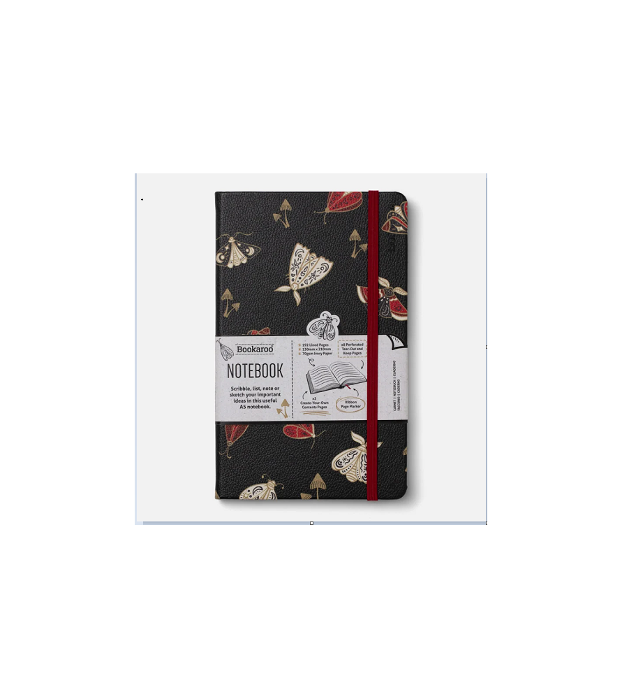 Taccuino 13x21 cm a righe – Falene Dorate- Bookaroo