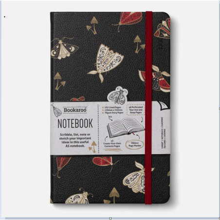 Taccuino 13x21 cm a righe – Falene Dorate- Bookaroo