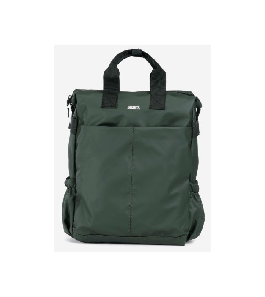 Zaino con tracolla, manici, tasca ampia posteriore antiscippo.Denver. Verde militare, Cm 38 x 32 x 15. Urbanite