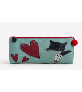 Astuccio Cuori & Gatto – Made in Italy.  22X10X5,5 cm.