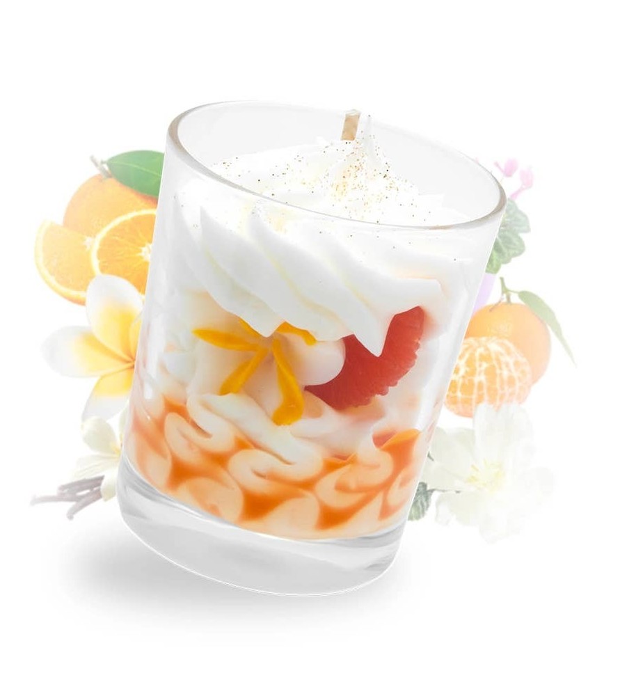 Candela Gourmet Artigianale Clementina monoi. CM 8 x 6.5. Fatto a mano